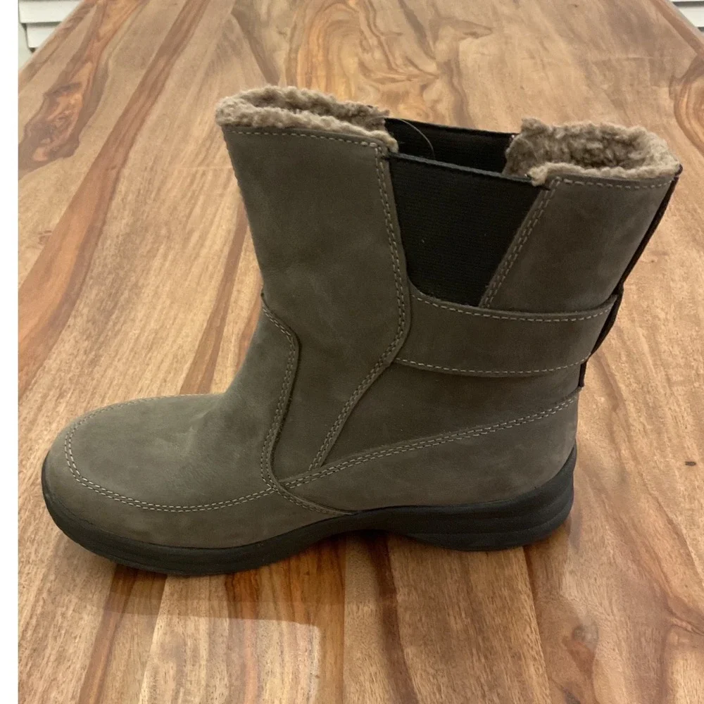 LL Bean TEK2.5 Waterproof Ankle Boots Womens 8 Medium Olive Green Faux Fur